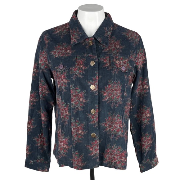 April Cornell Tops - APRIL CORNELL Floral Corduroy Button Up Top Sz Small